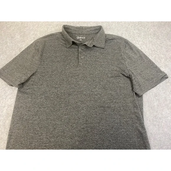 Quince Heathered Grey Propique Performance Short‎ Sleeve Polo Shirt Size XL - Picture 2 of 3